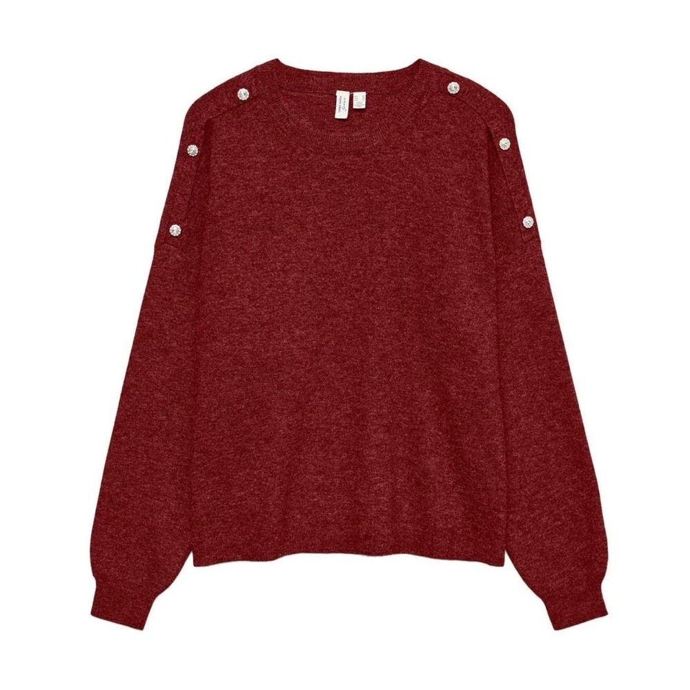 Vero Moda Vmjoya Long Sleeve O-Neck Button‎ Pullover Syrah/W. Melange XL
